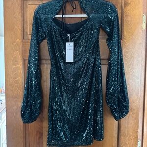 Green sequin / prom / homecoming / mini dress
